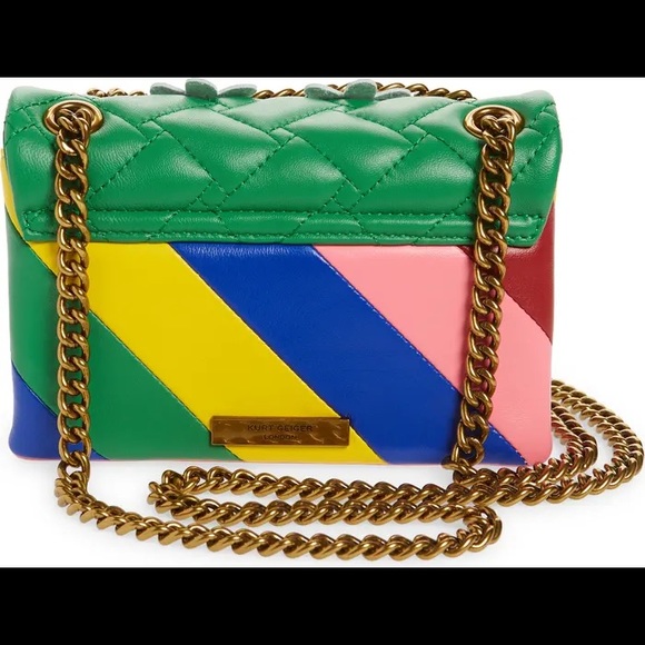 Kurt Geiger London Mini Kensington Leather Floral Rainbow Crossbody Bag - Picture 9 of 10
